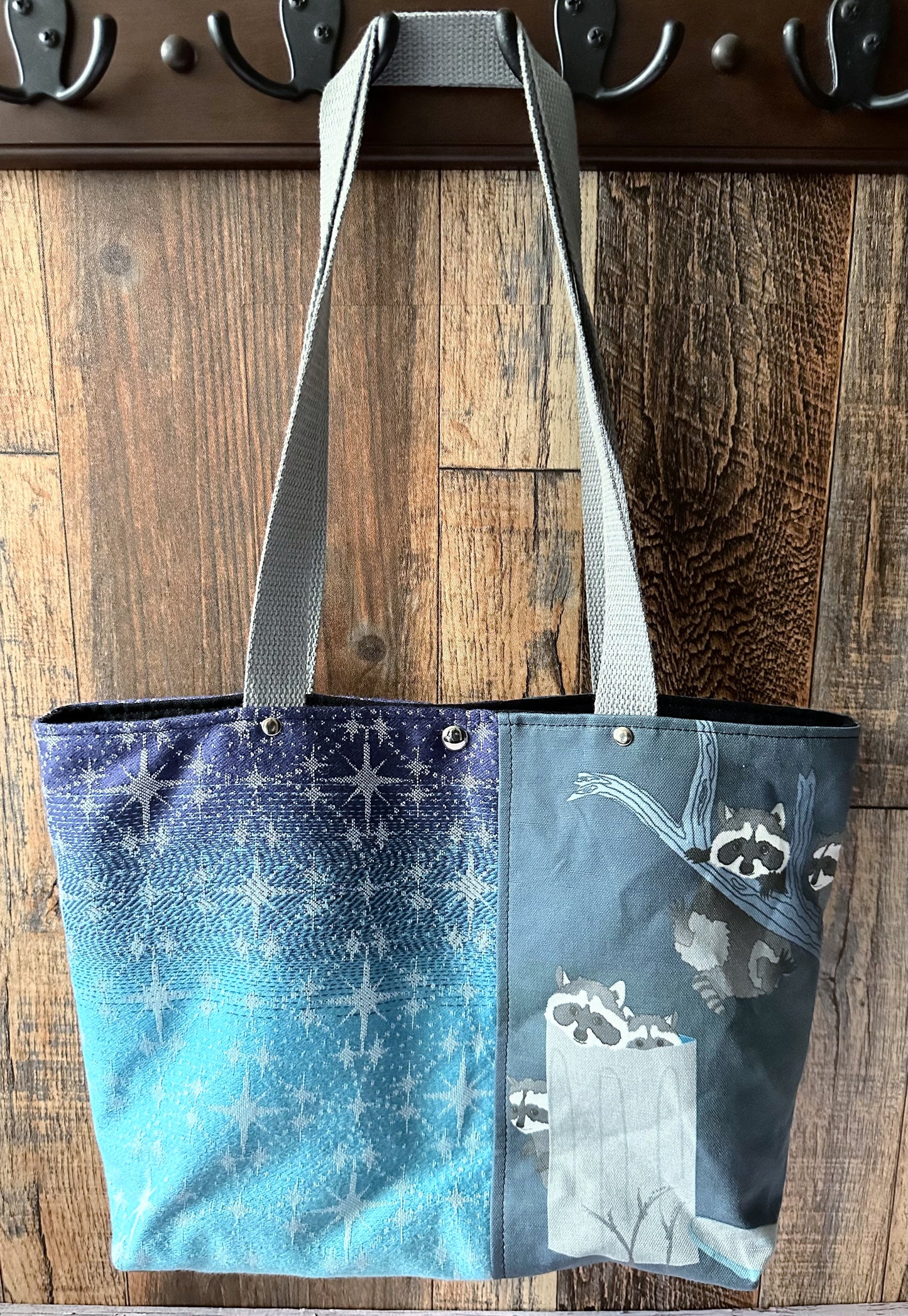 Raccoon Raid Tote Bag with Zipper Pocket Divider