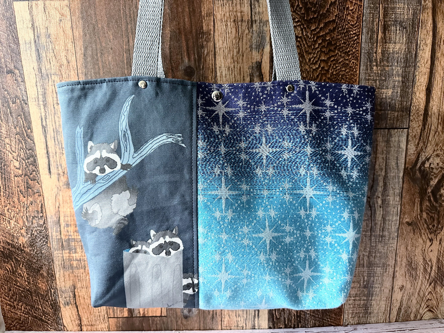 Raccoon Raid Tote Bag with Zipper Pocket Divider