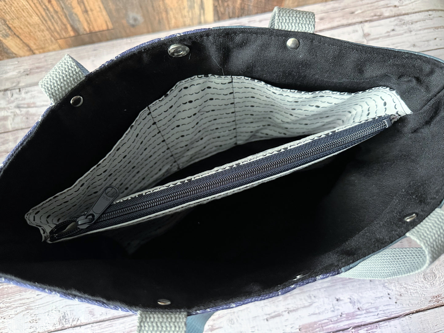 Raccoon Raid Tote Bag with Zipper Pocket Divider