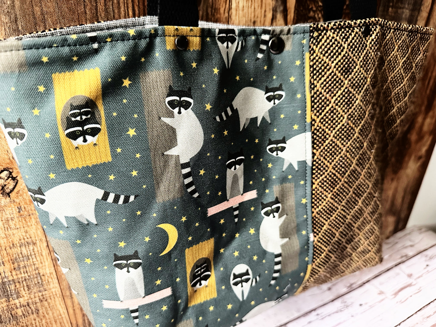 Trash Pandas Tote Bag with Zipper Pocket Divider ~ Raccoons