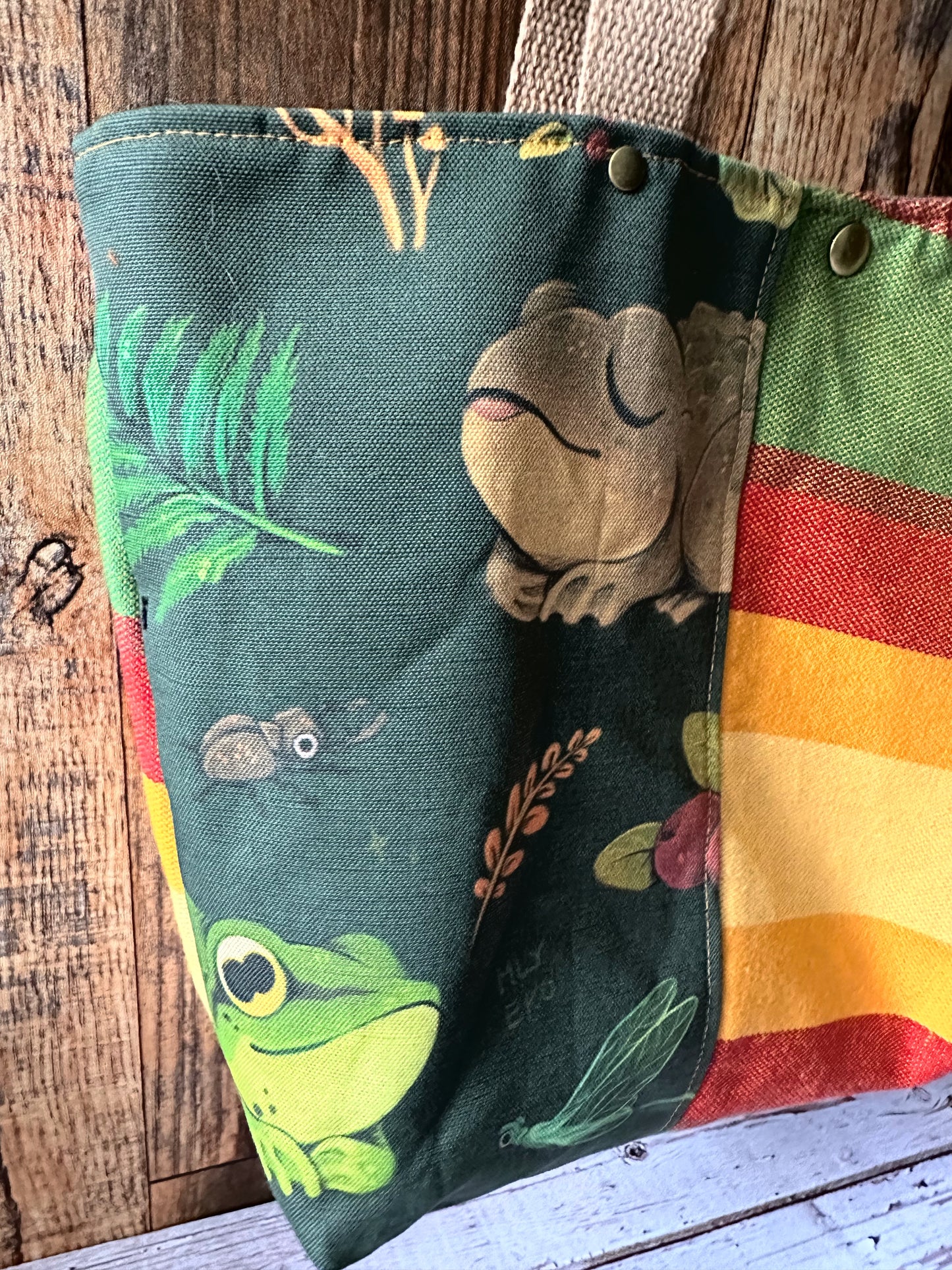 Frog and Toad Tote Bag with Zipper Pocket Divider