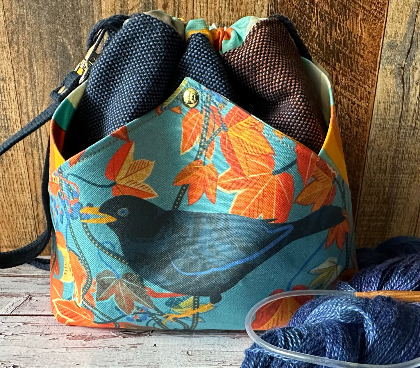 Blackbird in Maples Plenty O' Pockets Large Drawstring Pouch