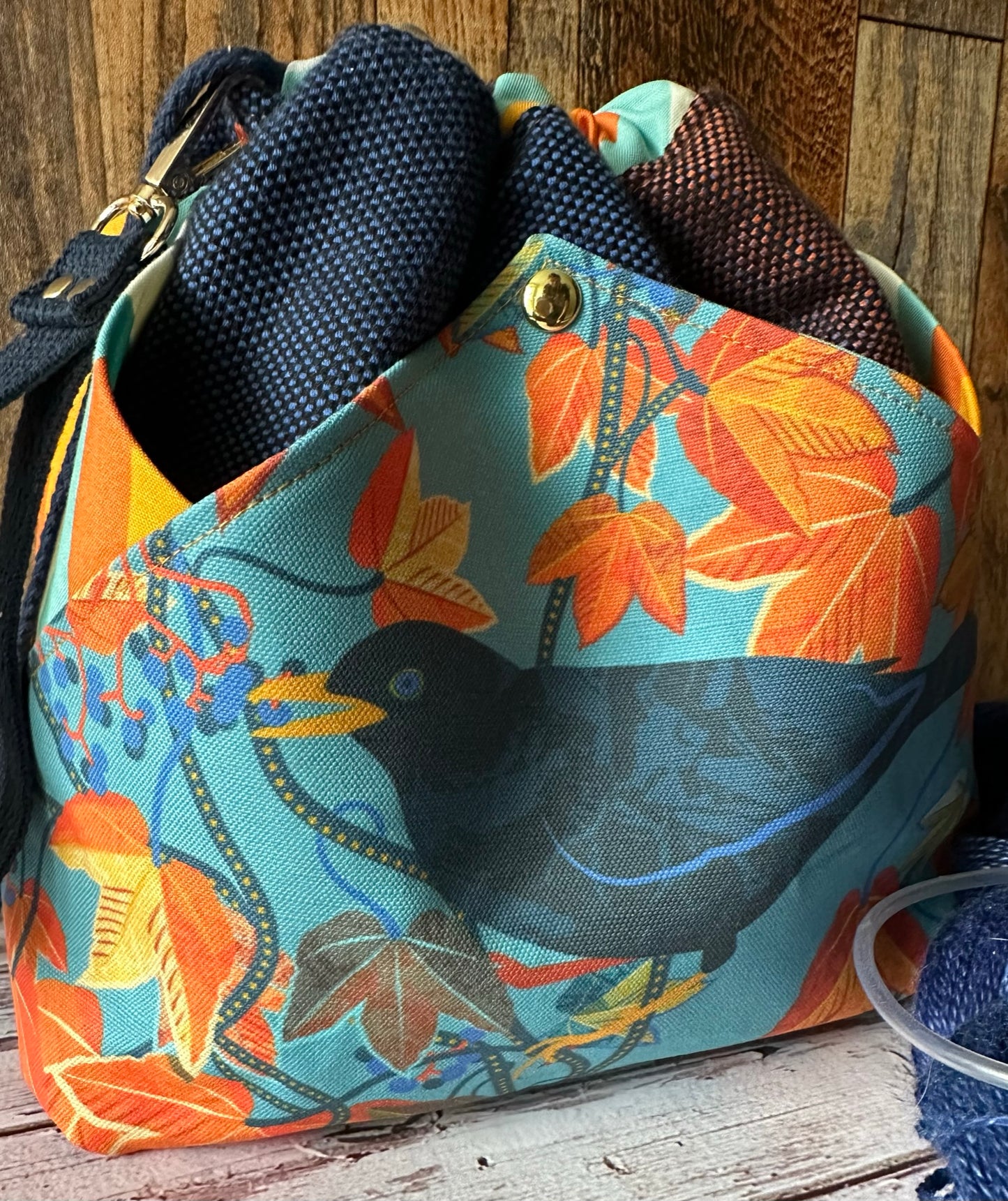 Blackbird in Maples Plenty O' Pockets Large Drawstring Pouch