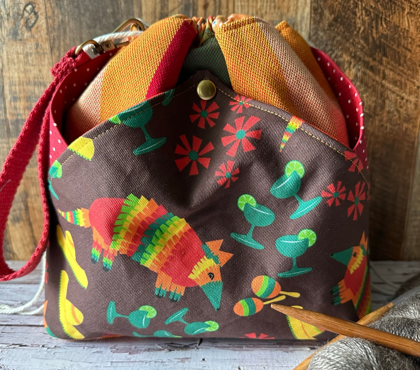 Armadillo Party Plenty O' Pockets Large Drawstring Pouch