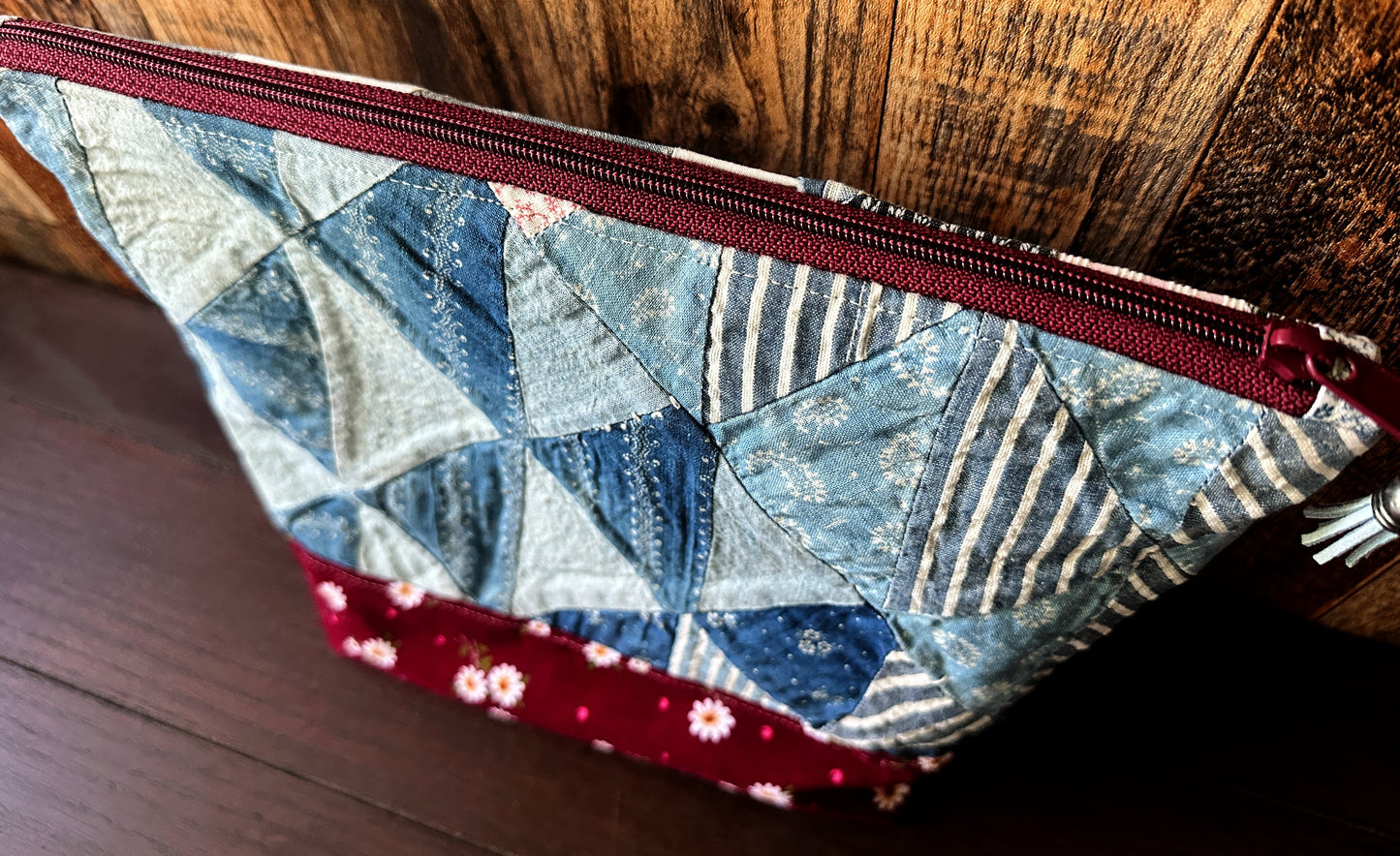 Repurposed Heritage Quilt Medium Project or Cosmetic Zipper Bag