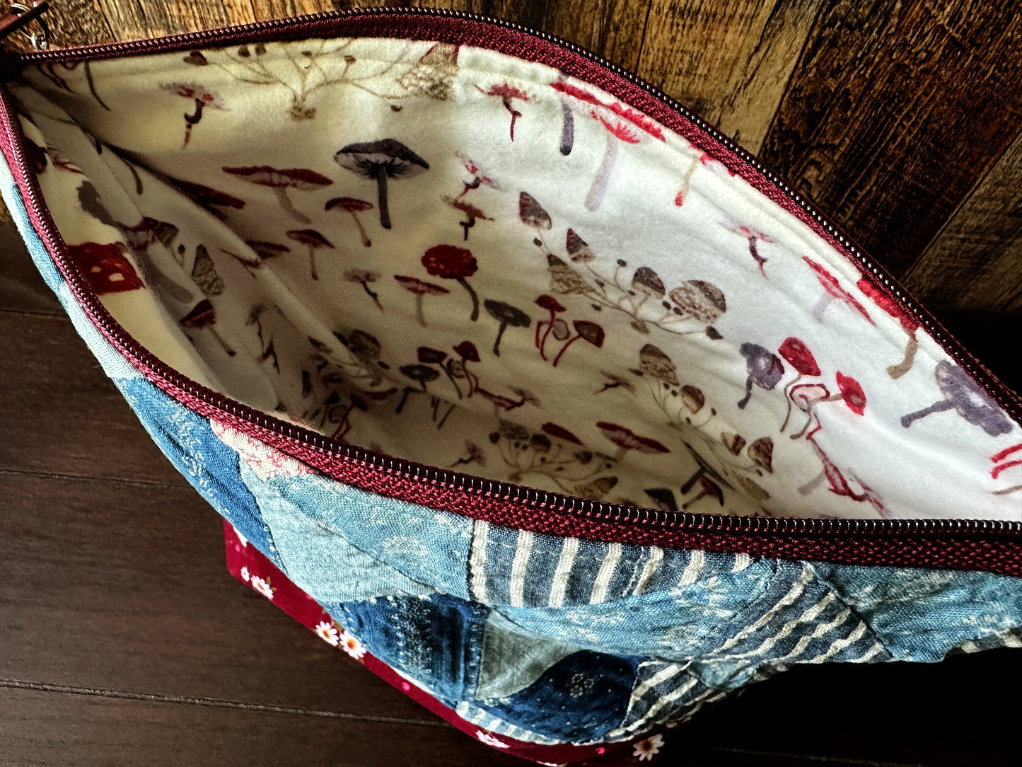 Repurposed Heritage Quilt Medium Project or Cosmetic Zipper Bag