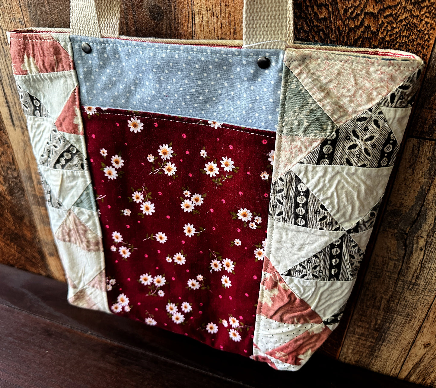 Repurposed Heritage Quilt Tote/Book Bag