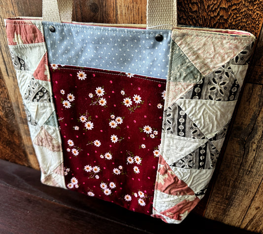 Repurposed Heritage Quilt Tote/Book Bag