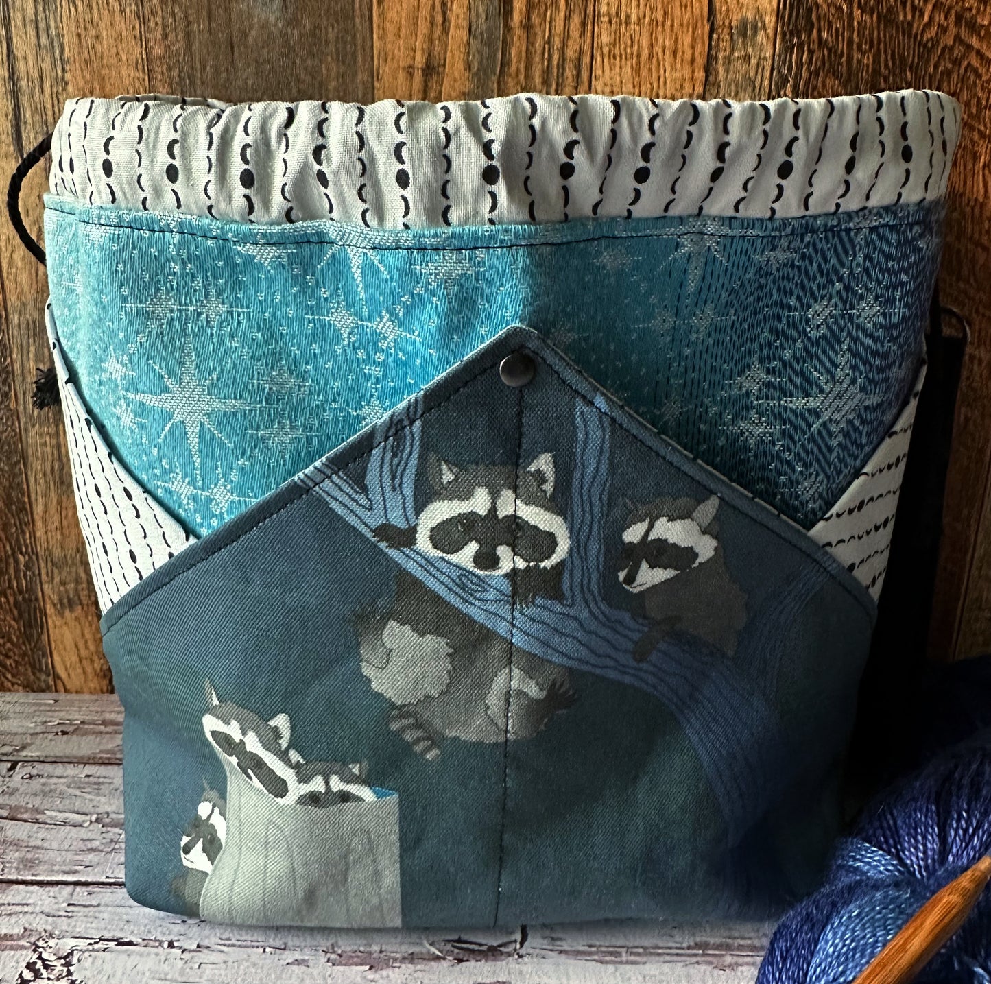 Raccoon Raid Plenty O' Pockets Large Drawstring Pouch