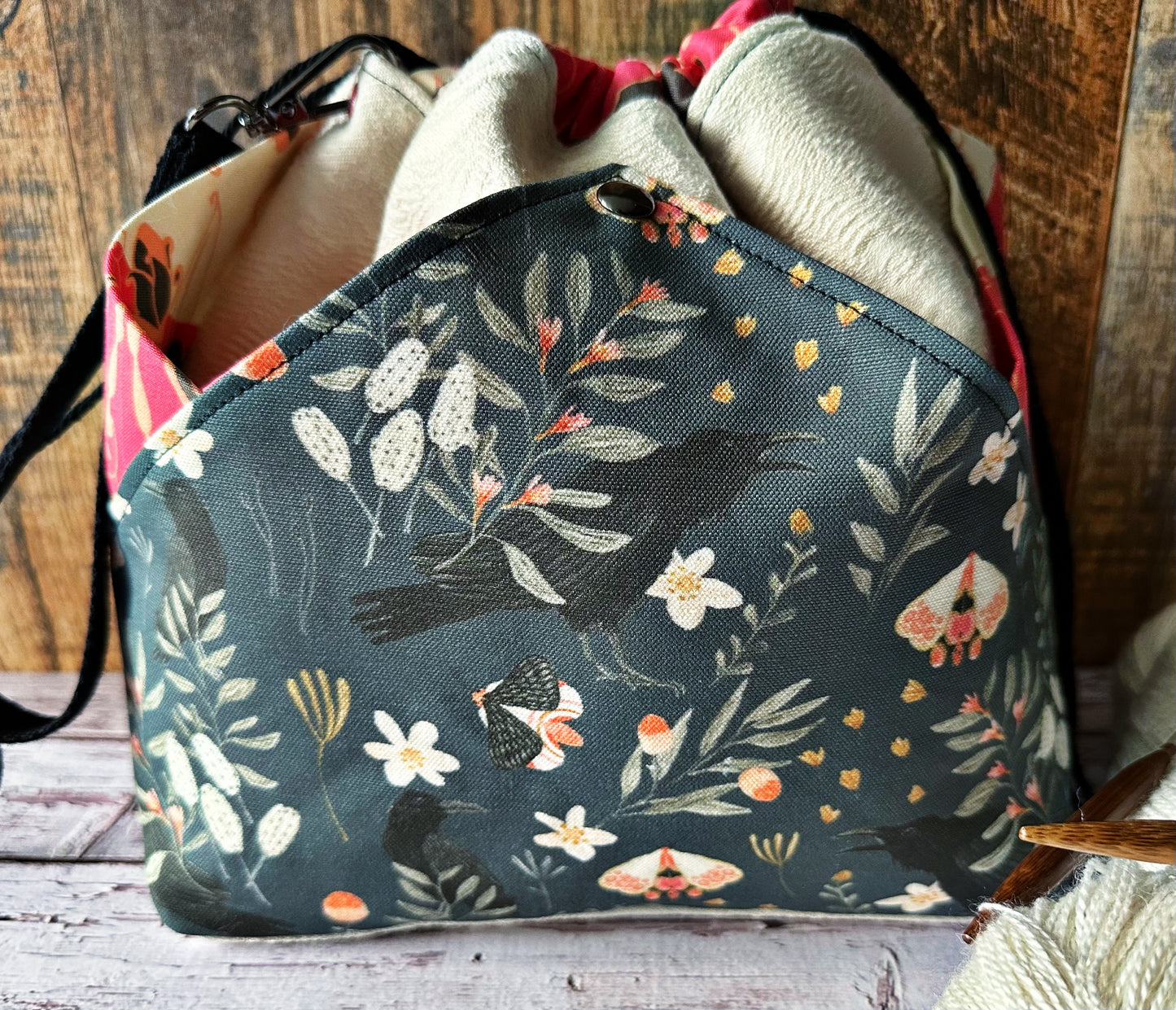 Classy Crows Plenty O' Pockets Large Drawstring Pouch
