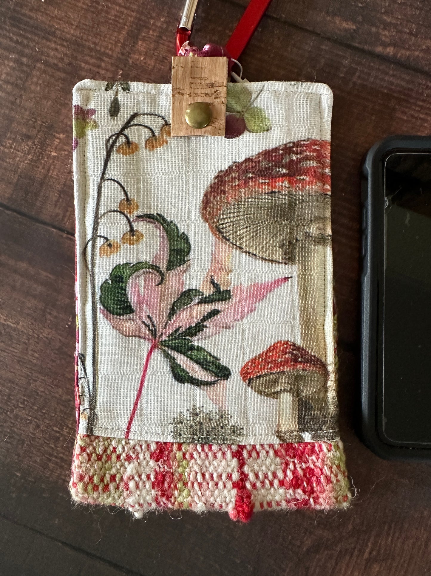 Mushrooms and Handwoven Wool Phone Pouch with Internal Card Pocket (Copy)