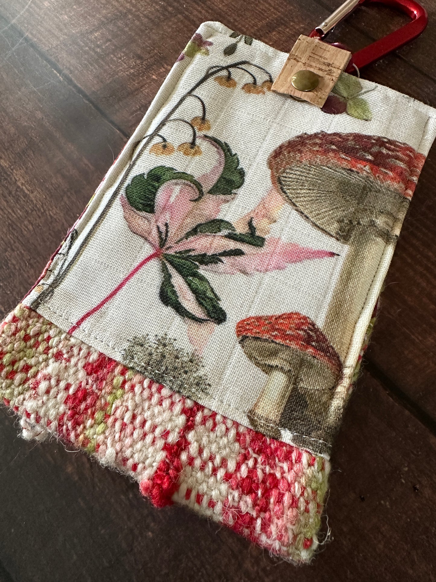 Mushrooms and Handwoven Wool Phone Pouch with Internal Card Pocket (Copy)