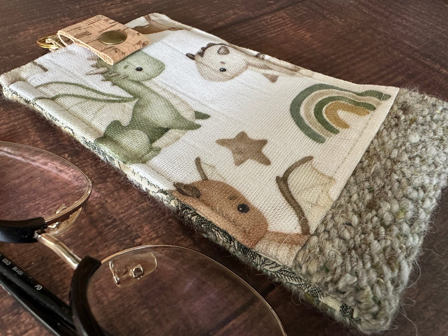 Wrymling Dragons and Woven Wool Padded Glasses Case