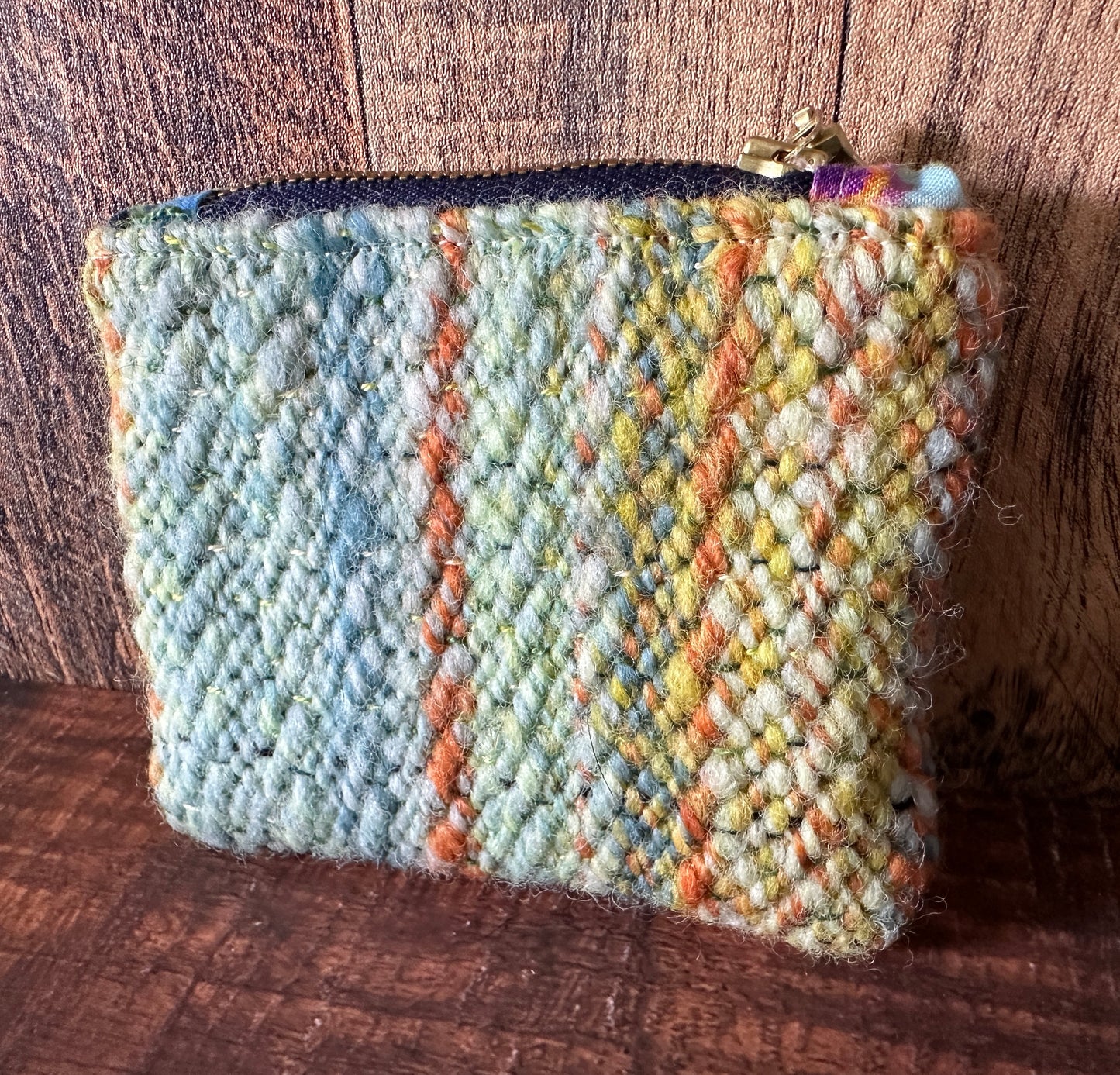 Resist and Handwoven Wool Simple Zipper Wallet