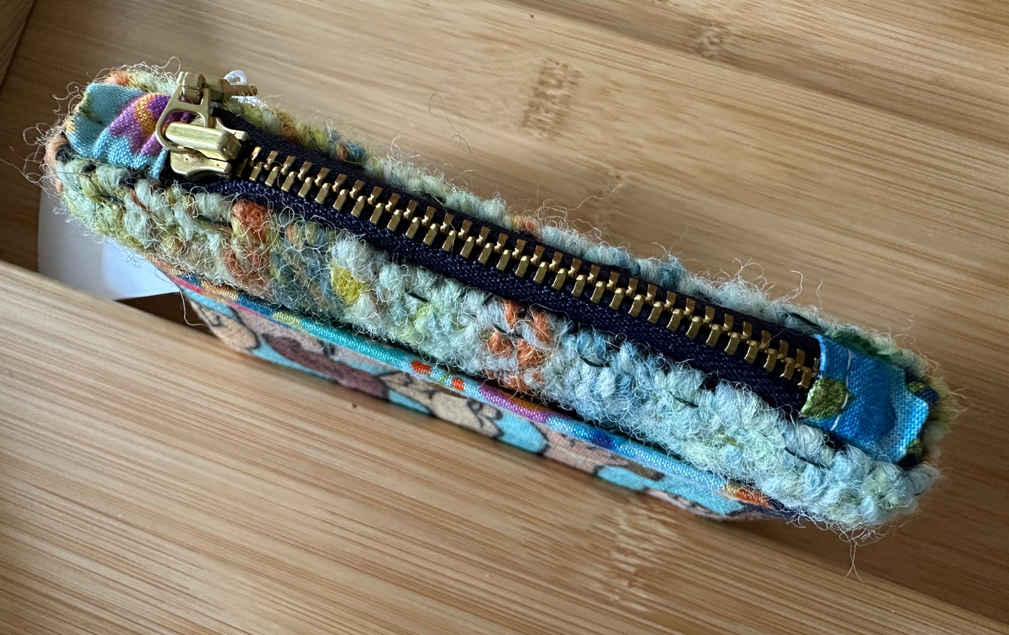 Resist and Handwoven Wool Simple Zipper Wallet