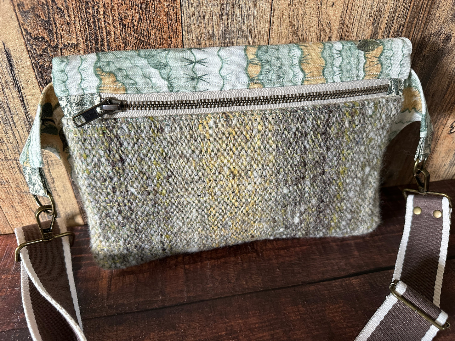Elf Owls in Saguaro and Woven Wool Crossbody Sling Bag (Copy)