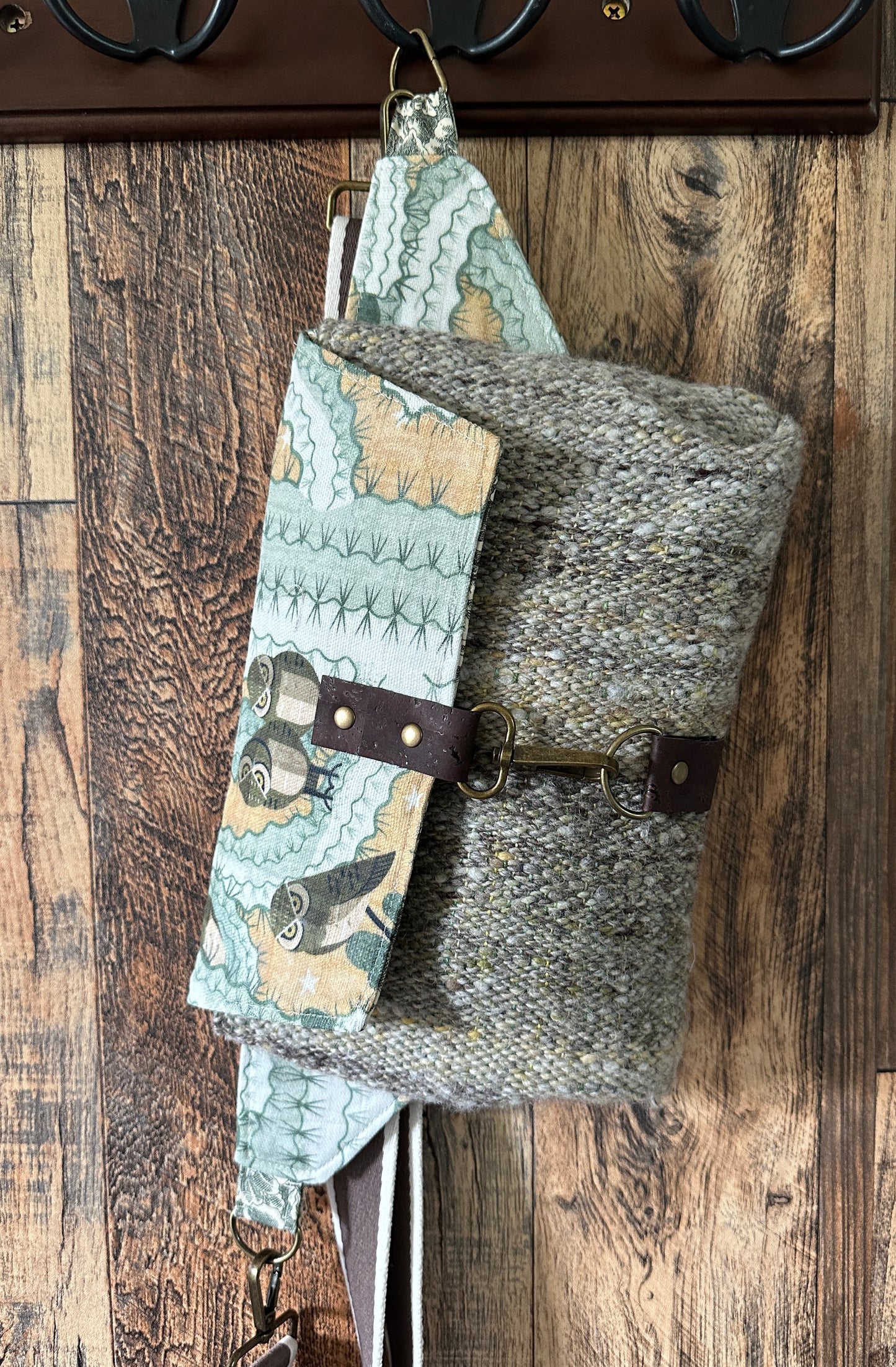 Elf Owls in Saguaro and Woven Wool Crossbody Sling Bag (Copy)