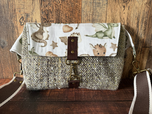 Wyrmling Dragons and Woven Wool Crossbody Sling Bag