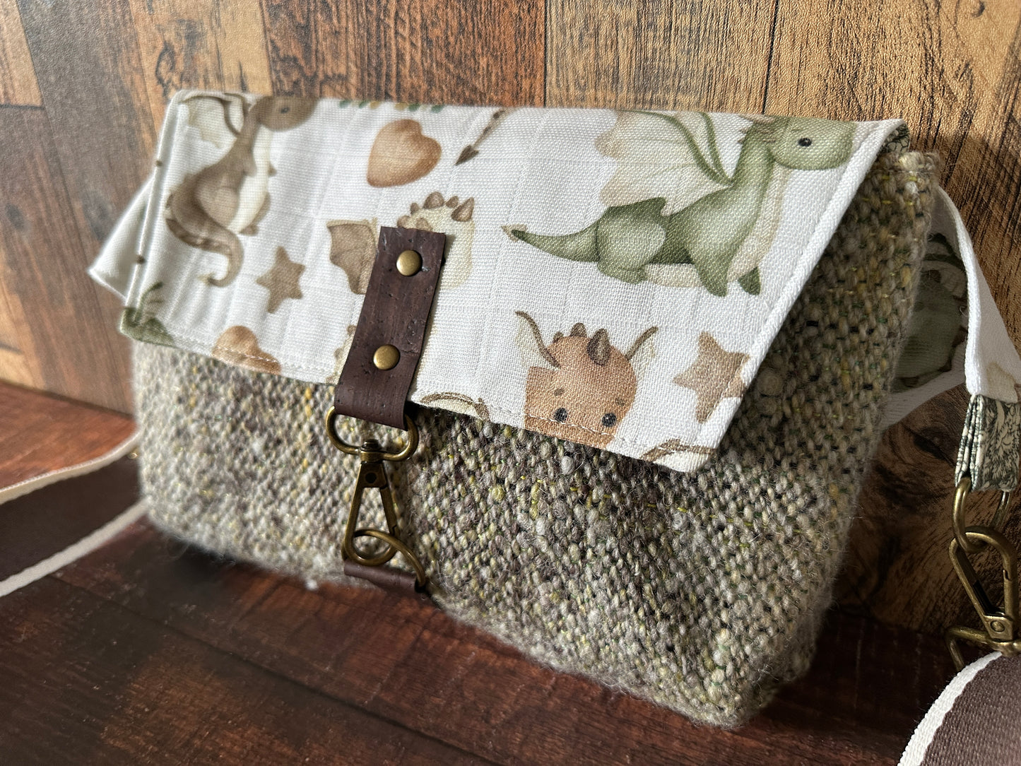 Wyrmling Dragons and Woven Wool Crossbody Sling Bag
