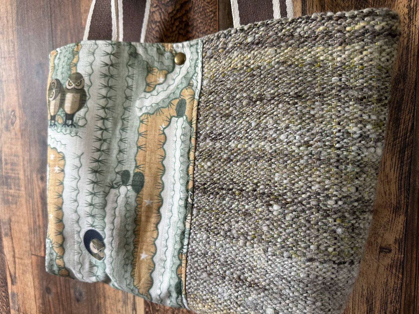 Elf Owls in Saguaro and Handwoven Wool Med Tote