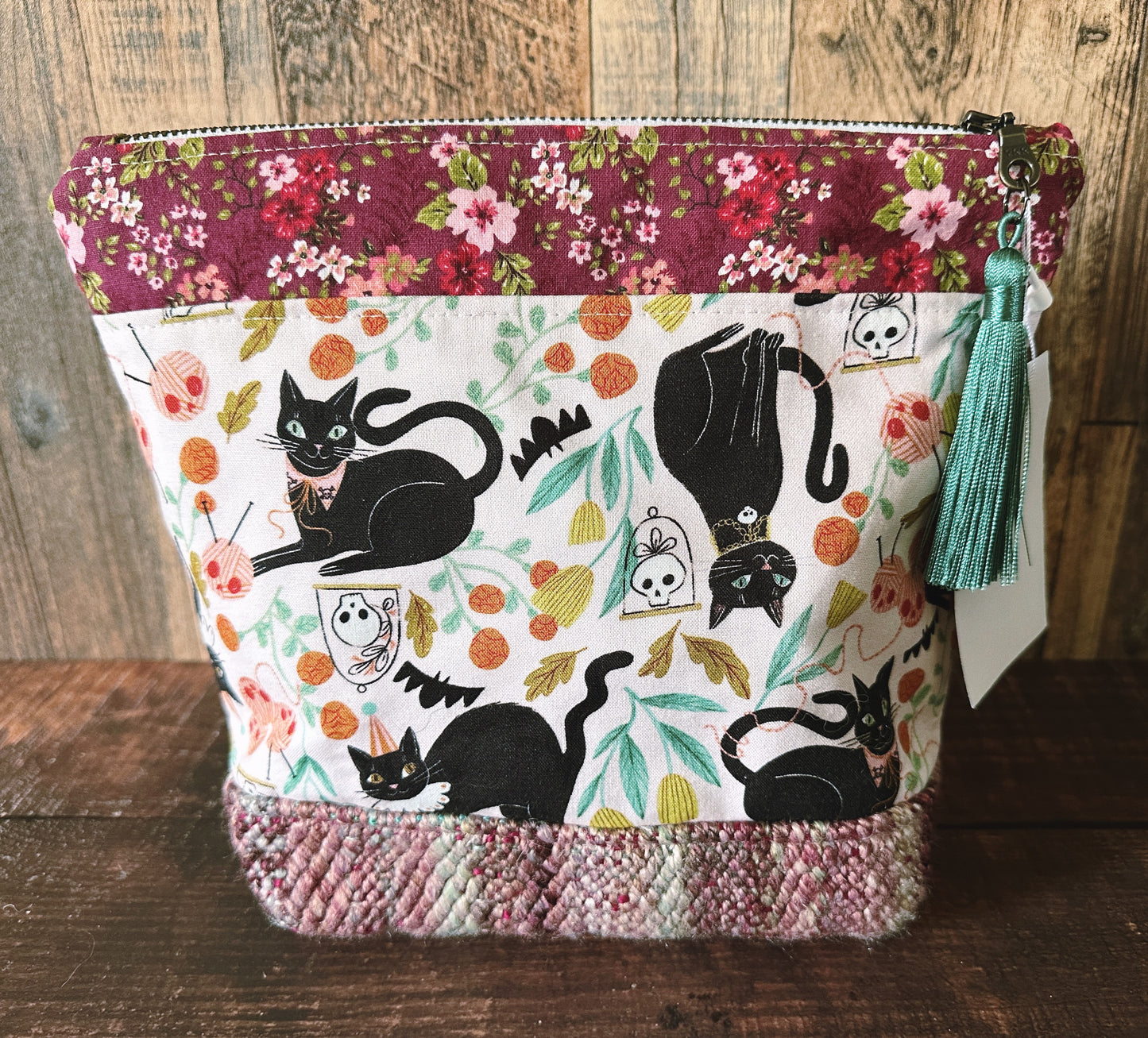 Goth Black Cat Project or Cosmetic Zipper Bag