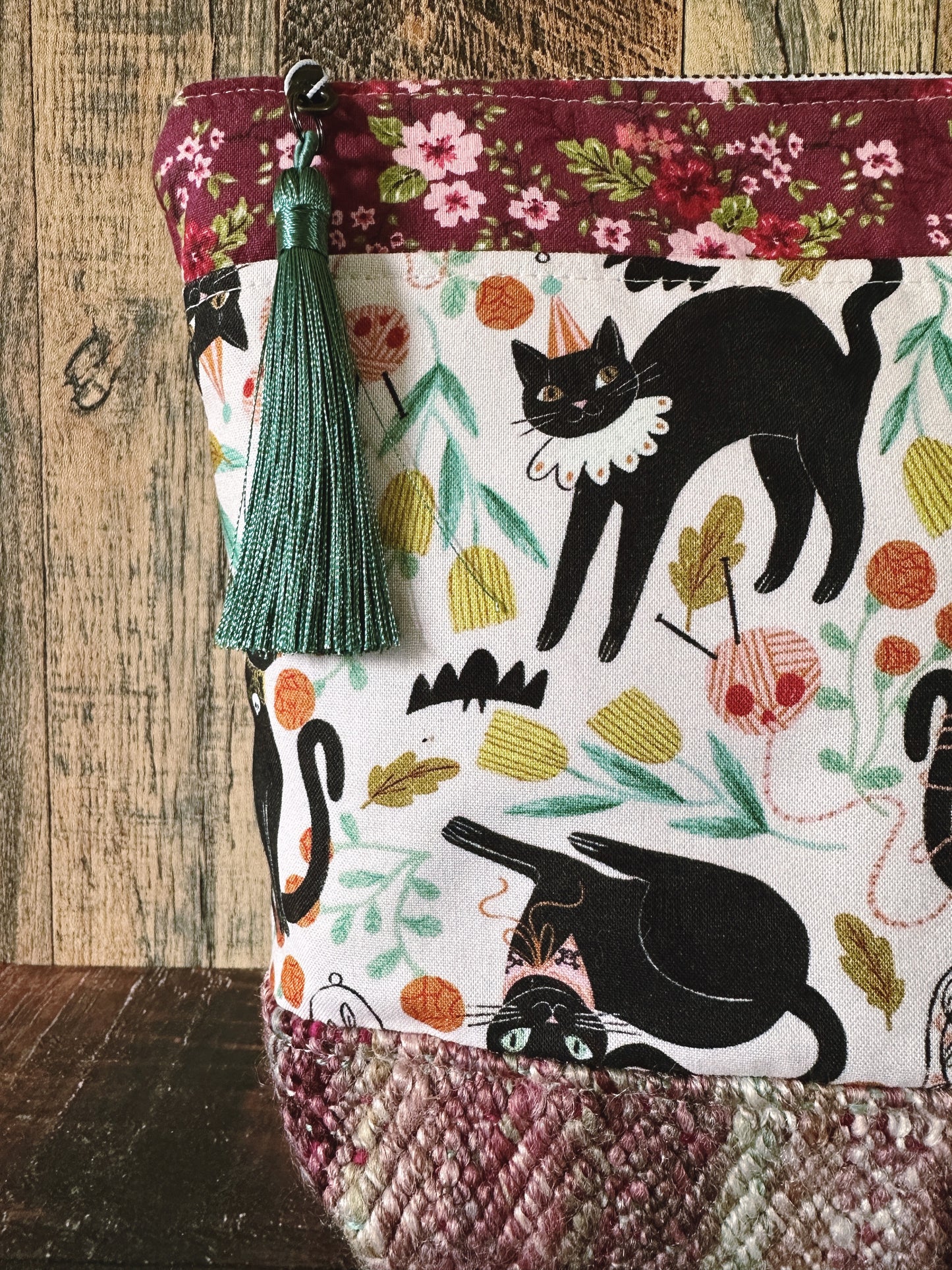 Goth Black Cat Project or Cosmetic Zipper Bag