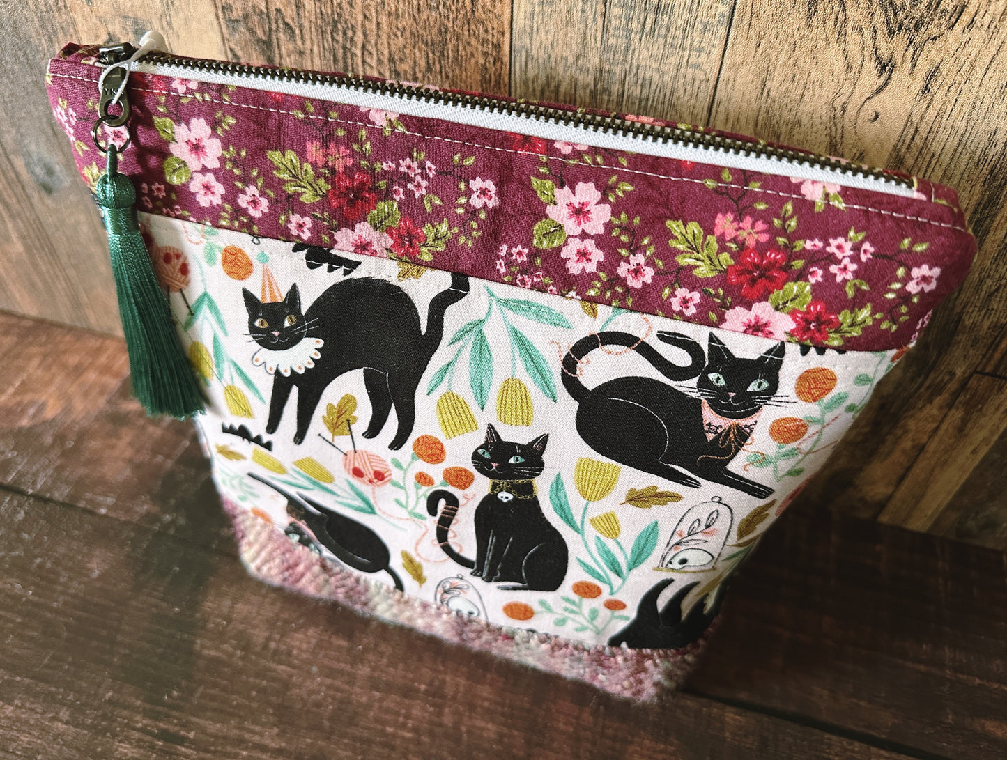 Goth Black Cat Project or Cosmetic Zipper Bag