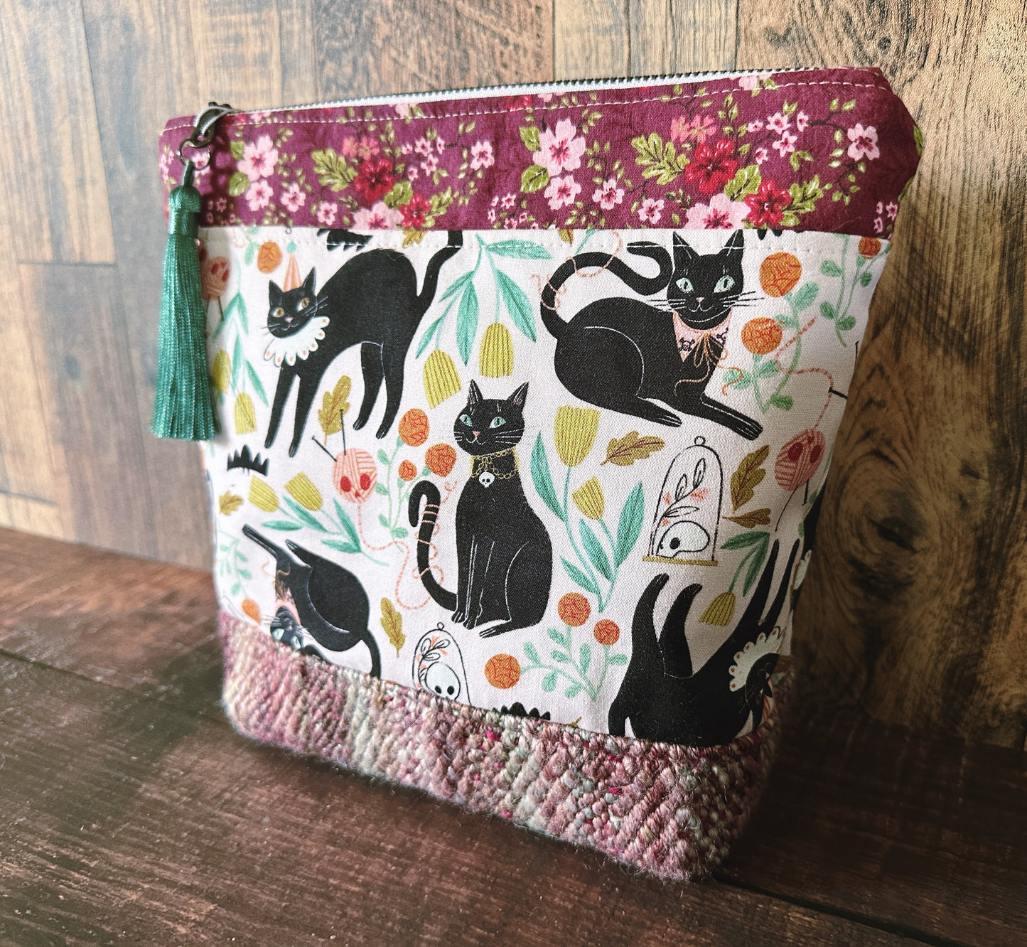 Goth Black Cat Project or Cosmetic Zipper Bag