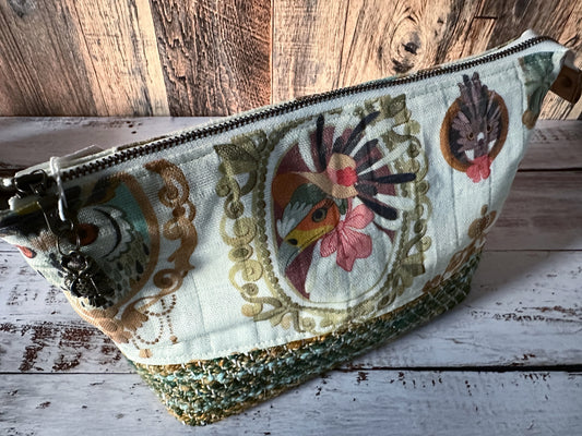 Glam Birds of Prey & Handwoven Wool Medium Open Wide Bag