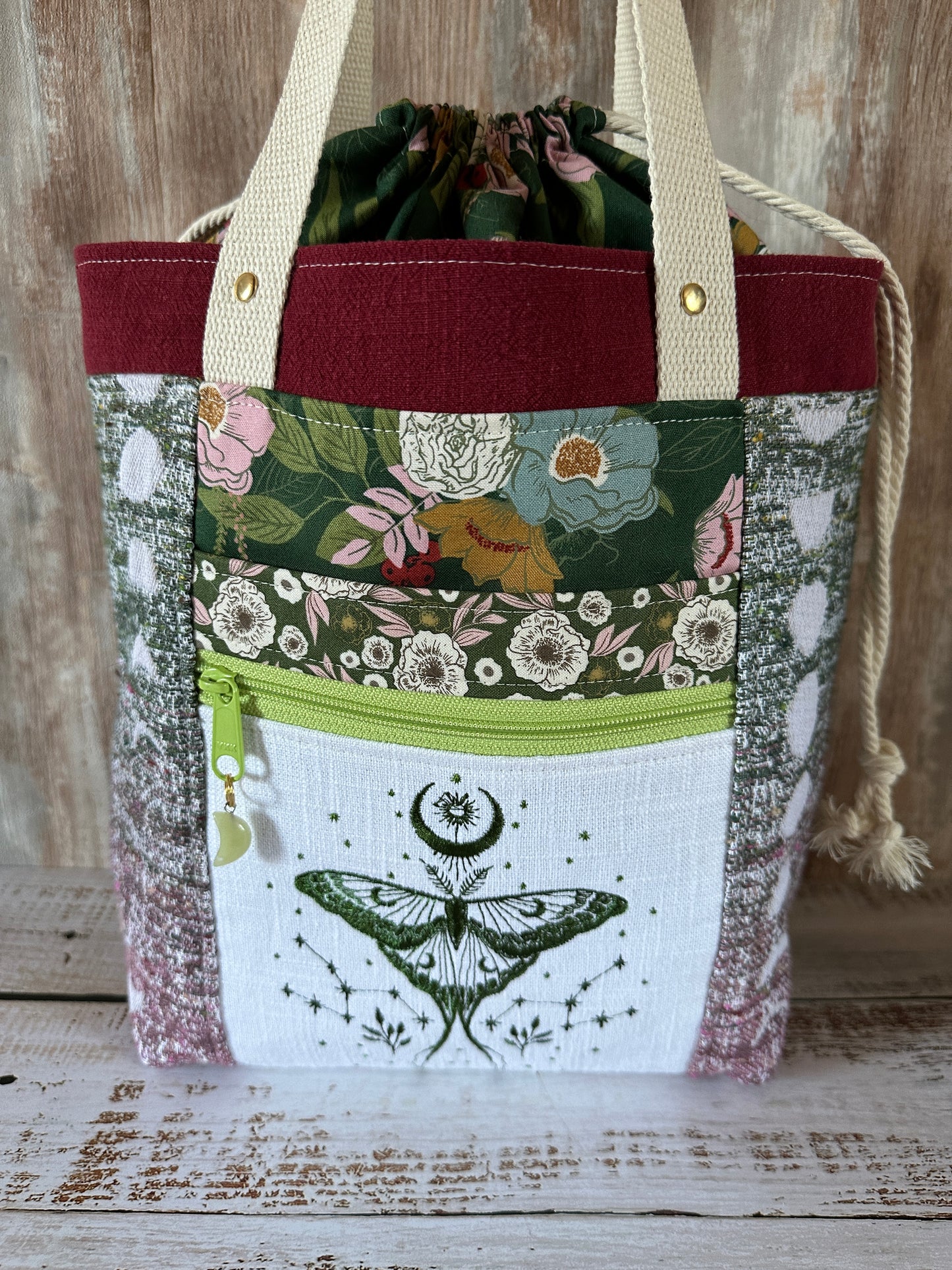 Luna Moth and Vernal Moon Phases Medium Deluxe Project Bag