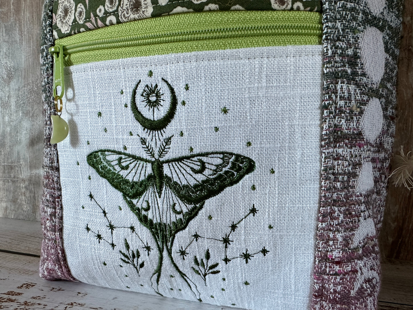 Luna Moth and Vernal Moon Phases Medium Deluxe Project Bag