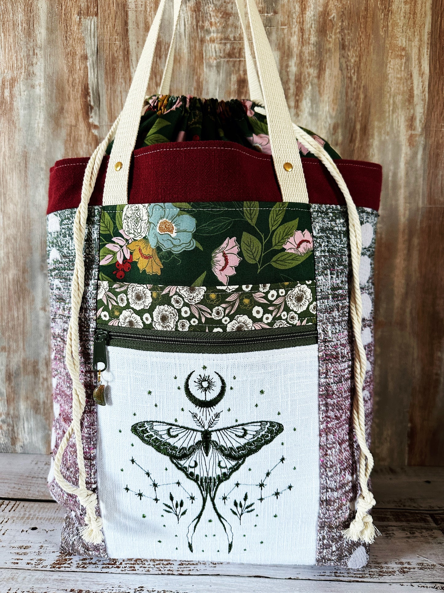 Luna Moth and Vernal Moon Phases Large Deluxe Project Bag