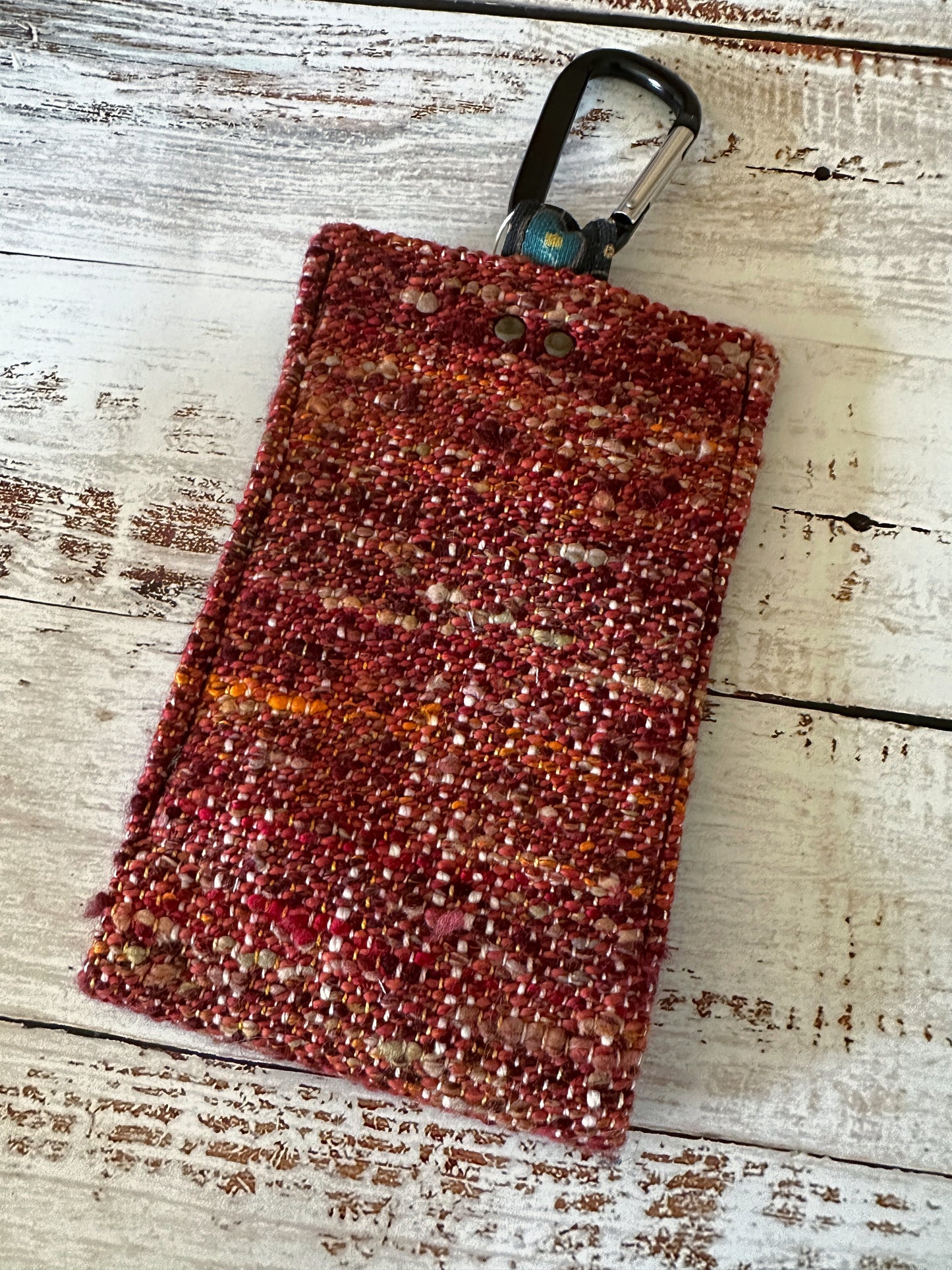 Cosmic Circuitry and Handwoven Wool Phone Pouch with Internal Card Pocket