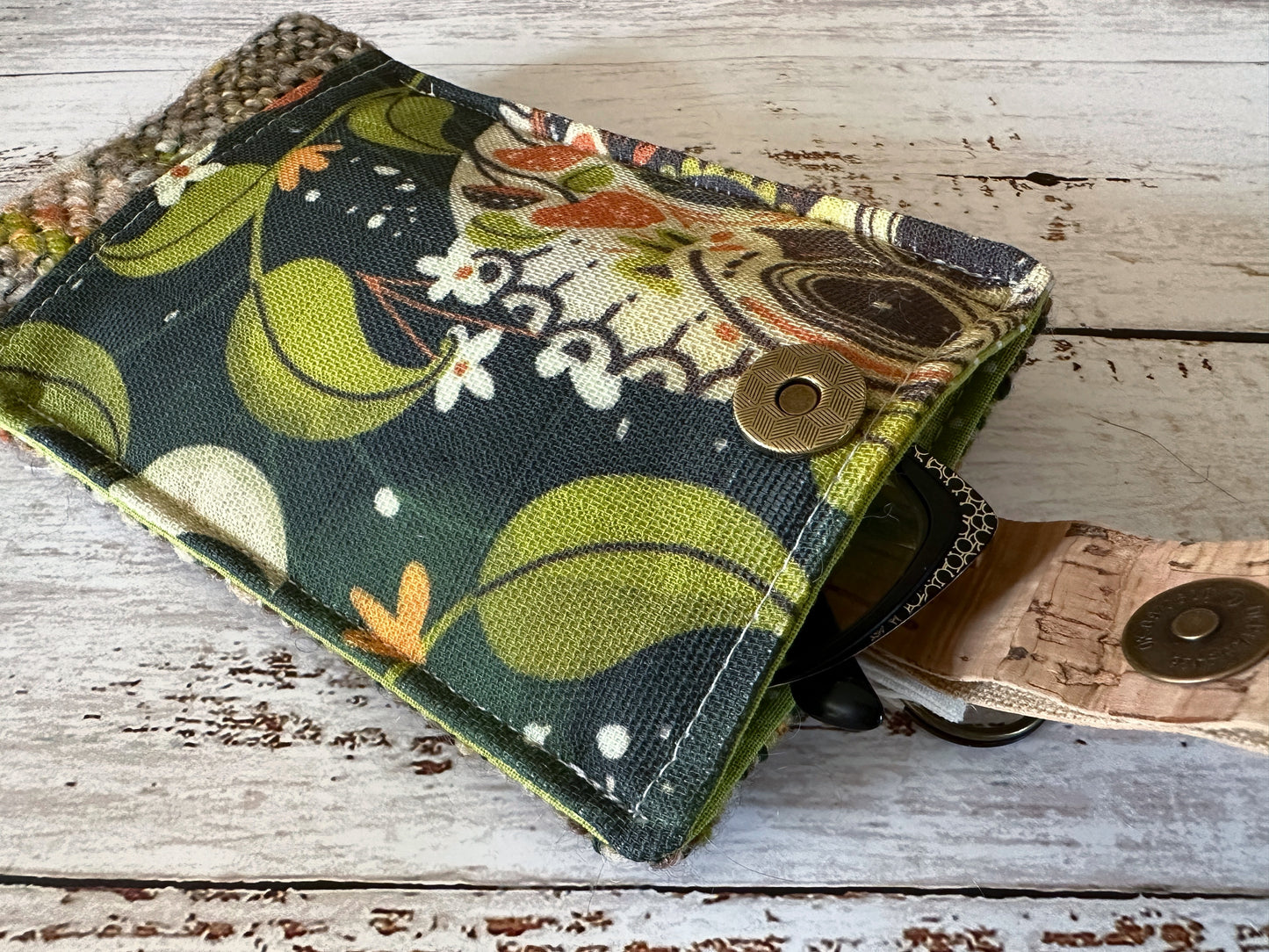 Earthy Owls and Woven Wool Padded Glasses Case