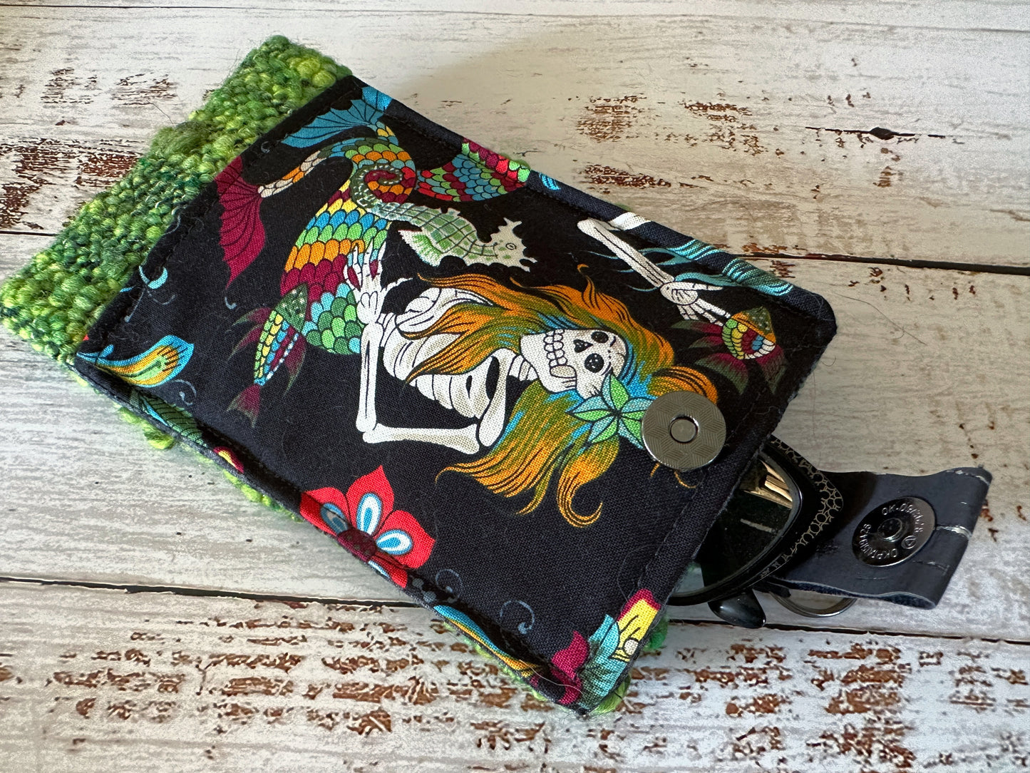 Skeleton Merfolk and Woven Wool Padded Glasses Case
