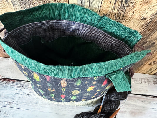 Rainbow of Scarabs with Handwoven Wool Medium Project Bag