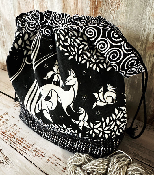 Kitsune, Jackalope and Sasquatch Medium Project Bag ~ Cryptid Theme