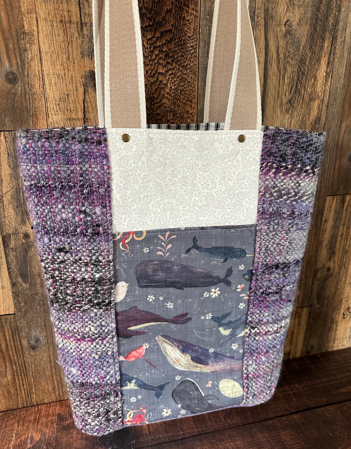 Dolphins and Whales Double Pocket Large Tote Bag