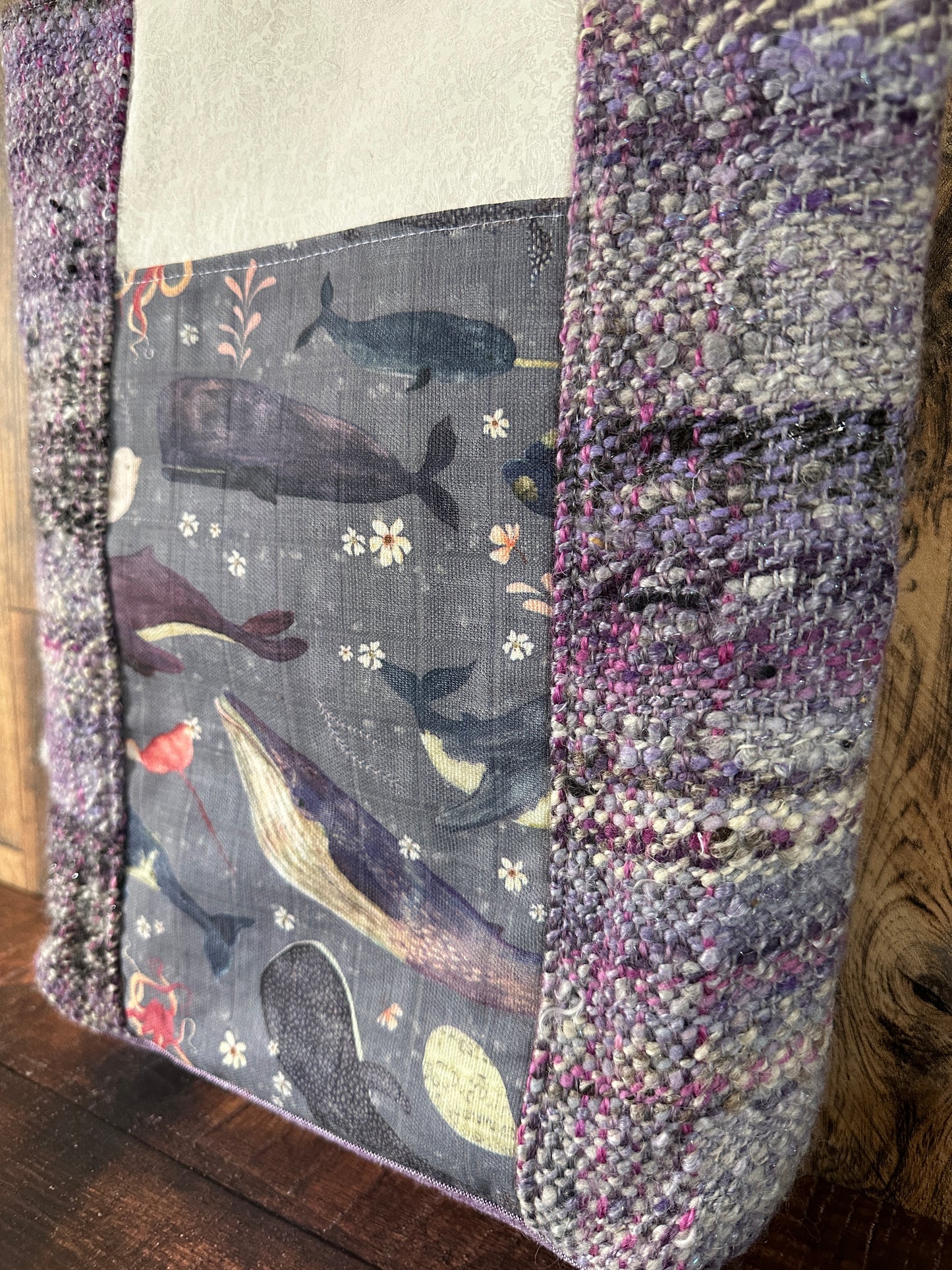 Dolphins and Whales Double Pocket Large Tote Bag