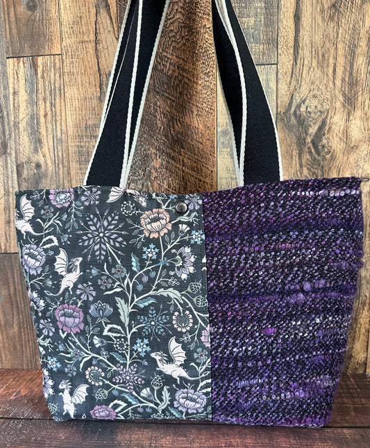 Pollinator Dragons and Handwoven Wool Med Tote