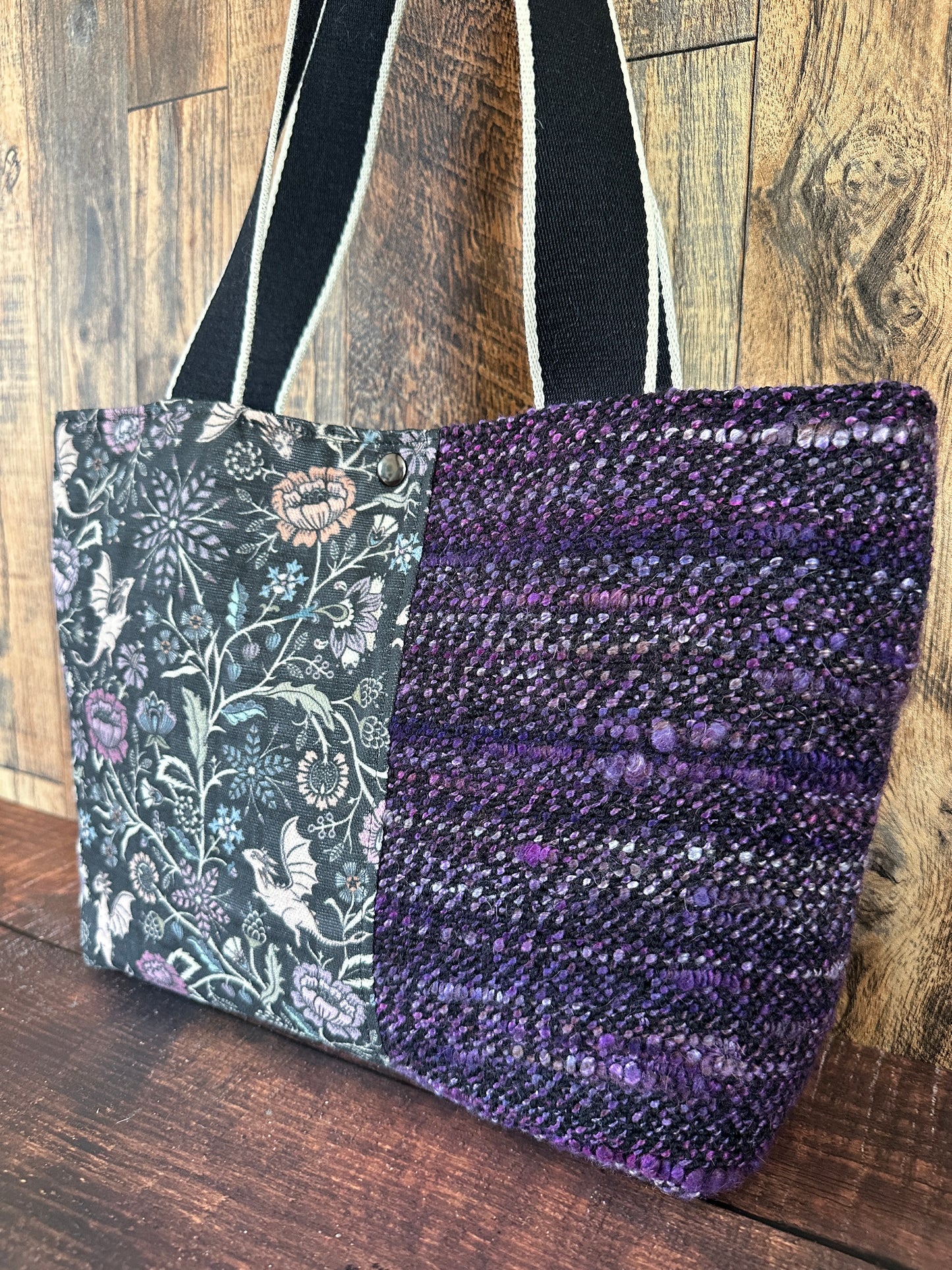 Pollinator Dragons and Handwoven Wool Med Tote