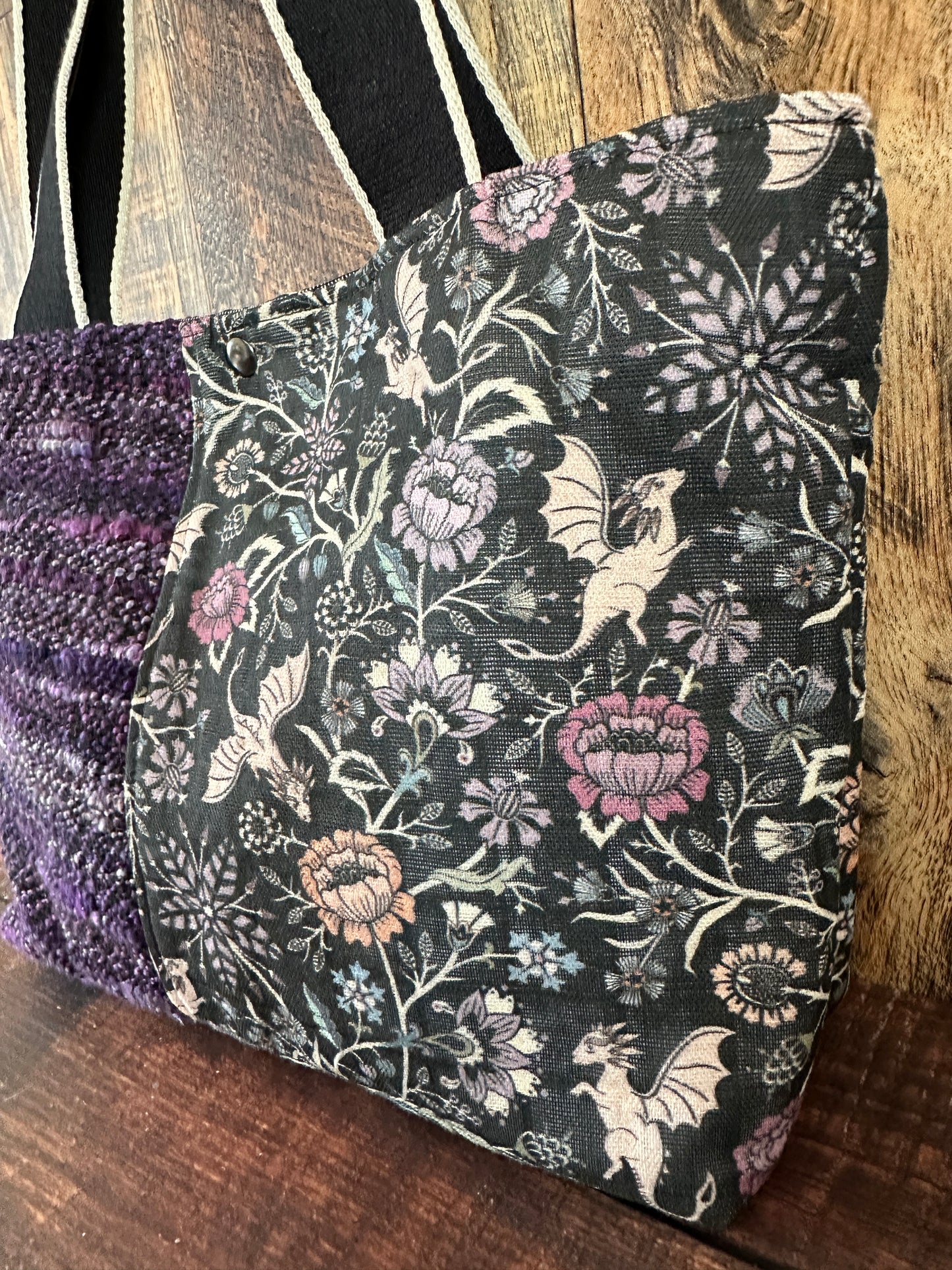 Pollinator Dragons and Handwoven Wool Med Tote