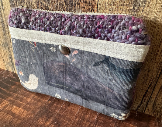 Dolphins and Whales Handwoven Wool Simple Zipper Wallet