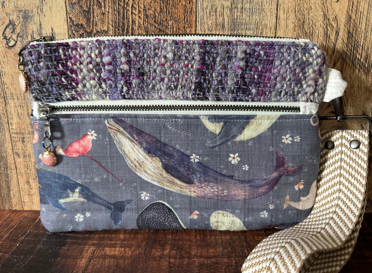 Dolphins and Whales Zipper Clutch~ Perfect for E-Readers