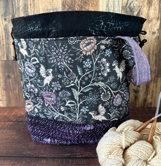 Pollinator Dragons and Handwoven Wool Medium Project Bag