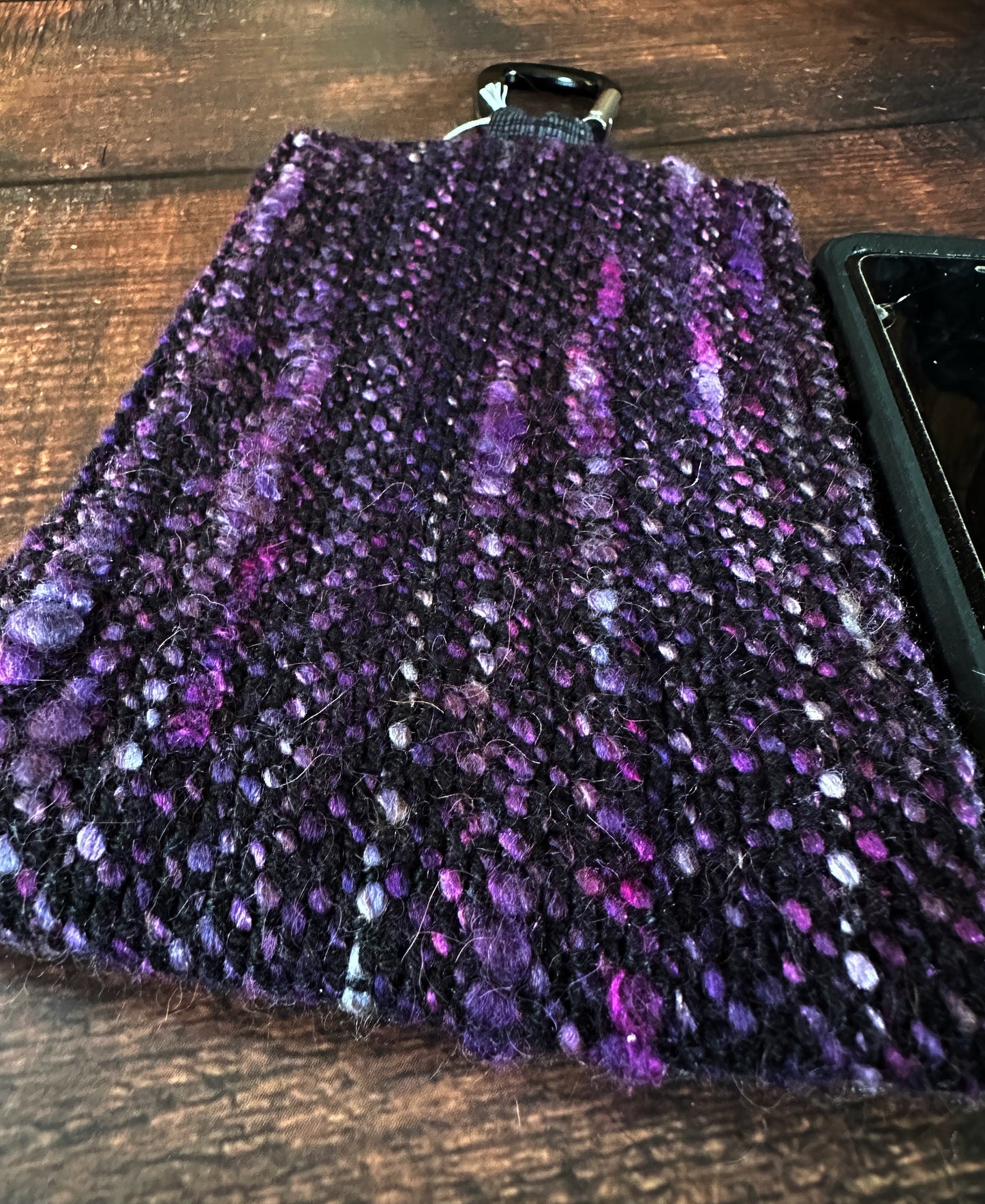Pollinator Dragons and Handwoven Wool Phone Pouch with Internal Card Pocket