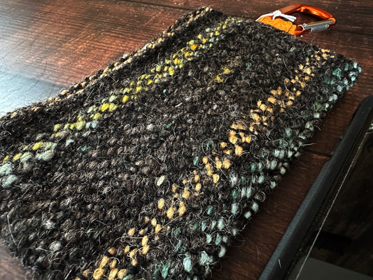 Calavera and Cempasúchil and Handwoven Wool Phone Pouch with Internal Card Pocket