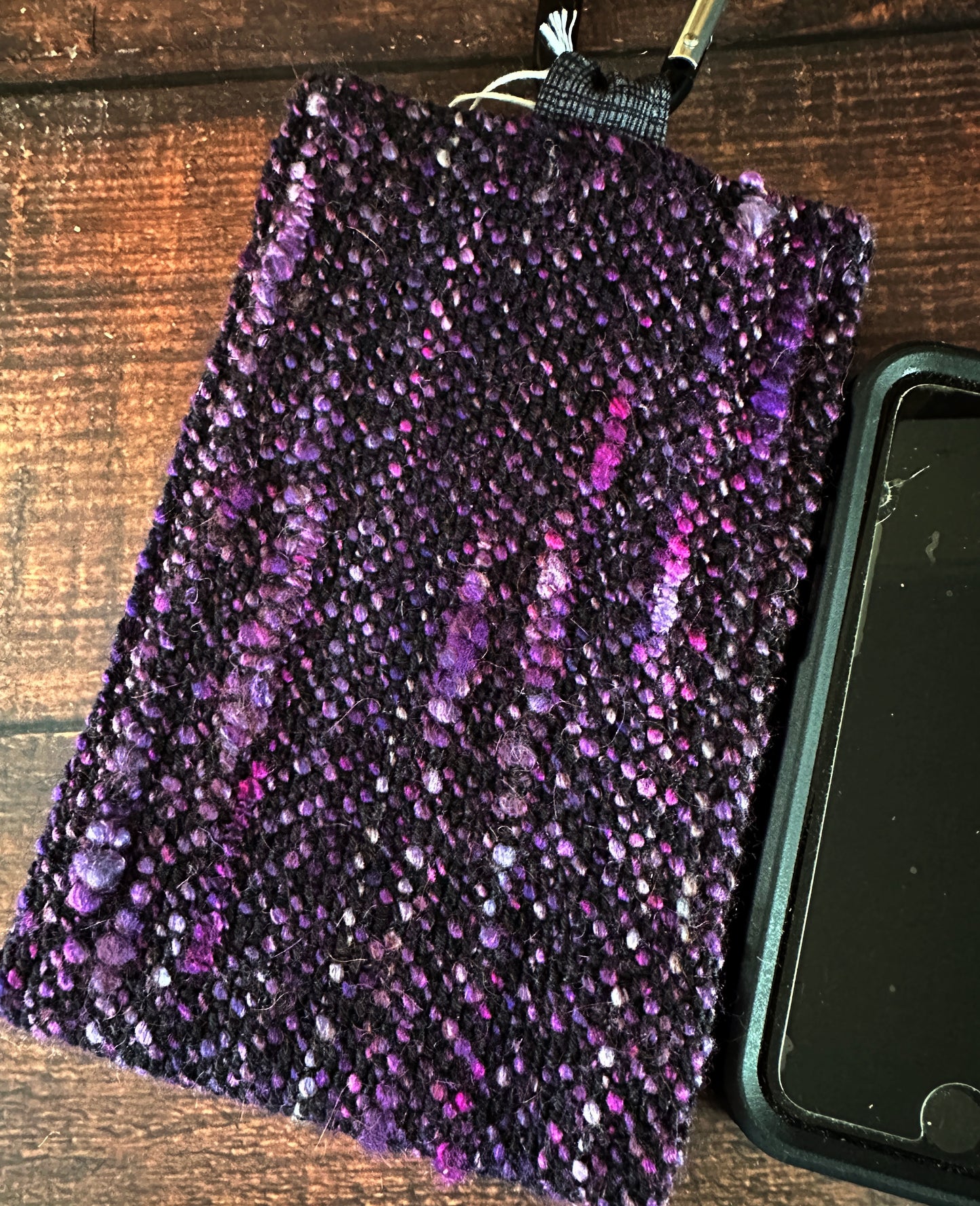 Pollinator Dragons and Handwoven Wool Phone Pouch with Internal Card Pocket