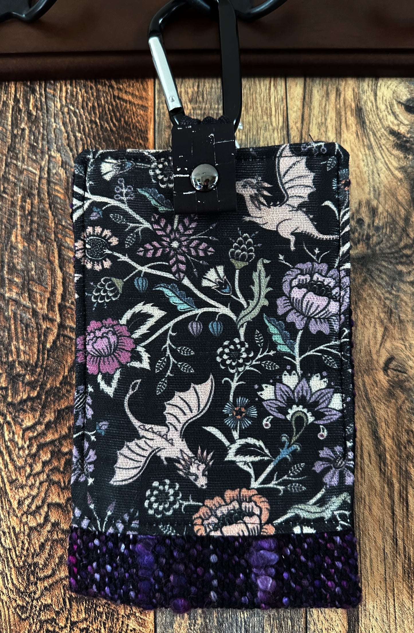 Pollinator Dragons and Handwoven Wool Phone Pouch with Internal Card Pocket