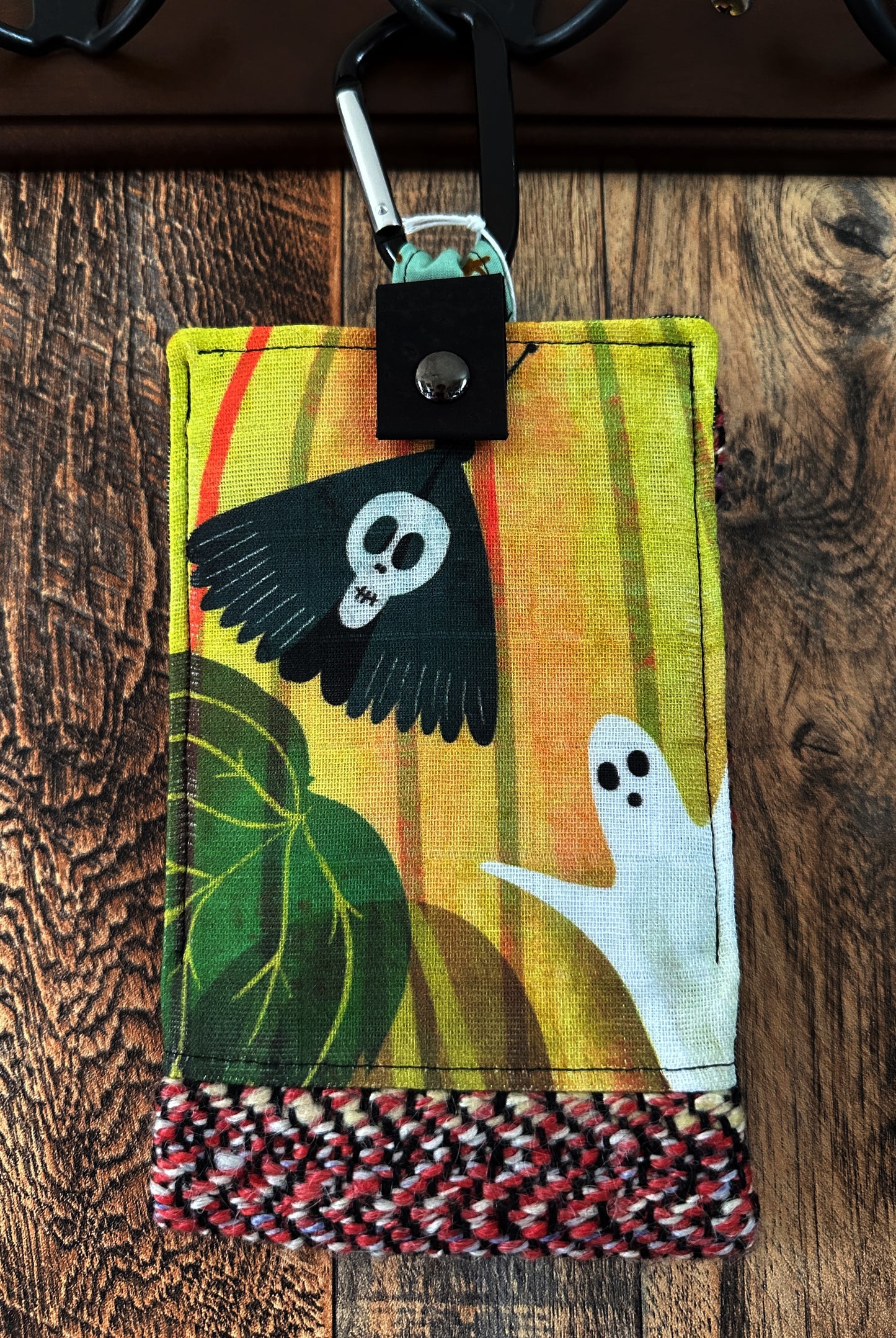 Haunted Pumpkin Patch and Handwoven Wool Phone Pouch with Internal Card Pocket